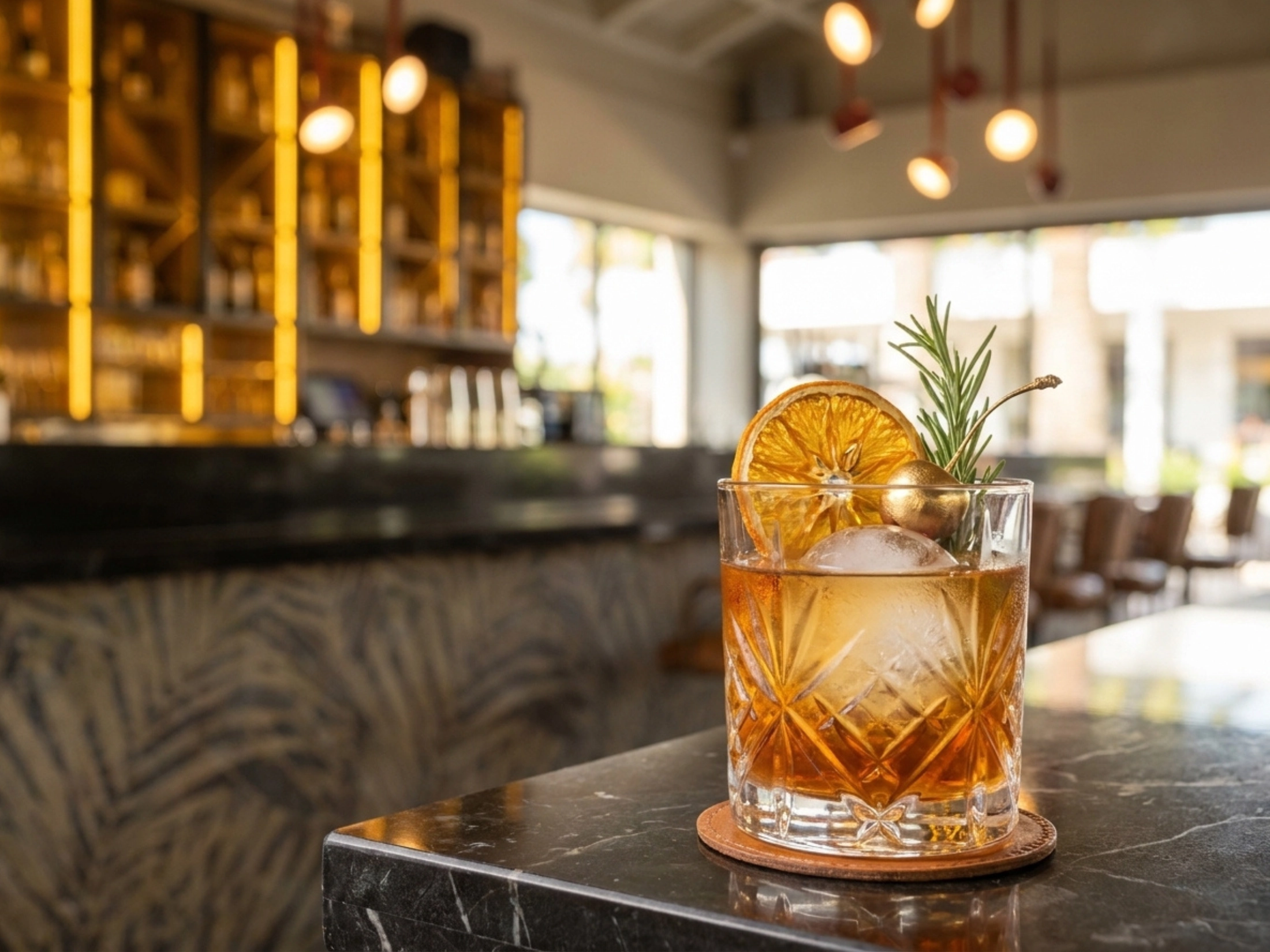 Le bar et les cocktails d’Il Capriccio.